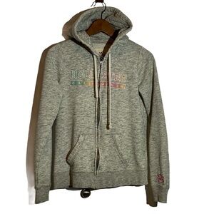 Hollister Unisex Zip Up Hoodie Gray Hobo size M